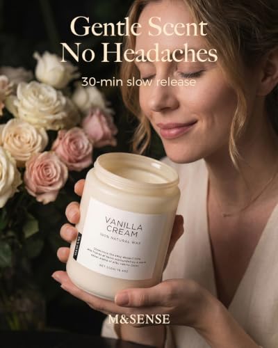 M&SENSE Large Vanilla Scented Candles for Home, 19.4oz Organic Soy Wax