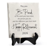 LukieJac Retirement Gifts for Women Men 2026 Retirement Party Decoration Best Ceramic Retirement Plaque 6"*6" Happy Retirement Table Decorations Sign for Teacher Nurses Coworker