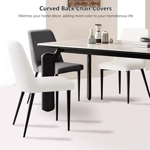 Curved Back Chair Covers Set of 2/4/6, Stretch Dining Room Chairs Cover Kitchen Chair Slipcovers Protector for Living Room and Bedroom,Light Gray,4pcs