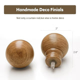 Boho Wood Curtain Rods for Windows 72 to 144 inch 1" Diameter Adjustable Heavy Duty Window Curtain Rod with Decorative Wooden Grain Finials Drapery Rods for Living Room Bedroom Kitchen Cafe Farmhouse