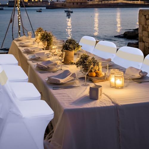 Stretch Folding Chair Covers 10PCS White Spandex Chair Covers Protector for Wedding Party Dining Banquet, Washable Universal Fitted Chair Slipcovers for Celebration Birthday (White, 10pcs)