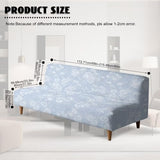 Armless Sofa Cover Stay in Place Futon Cover with Elastic Bottom Stain-Resistant Non-Slip Sofa Bed Slipcover Spandex Elastic Furniture Protector, Light Blue Floral Pattern