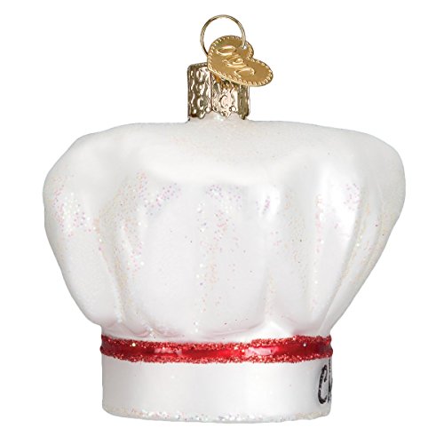Old World Christmas Chef's Hat Glass Blown Ornament for Christmas Tree, Handcrafted Holiday Decoration, Kitchen - Chef Collection