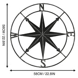 aboxoo Round Metal Compass Decorative Compass Metal Wall Art Hanging Wall Sculpture 22.8 Inch Black Diameter Farmhouse Decor Indoor or Outdoor Sign