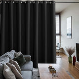 RYB HOME Extra Wide Curtains Blackout - 100% Privacy Backdrop Curtains & Drapes for Sliding Glass Door Bedroom Patio Large Window Decor Shared Office Partition Screen, W 100 x L 84, Black, 1 Panel