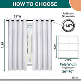 Diraysid 100% Blackout Curtains White Linen Curtains for Bedroom Grommet Thermal Insulated Room Darkening Drapes (2 Panels, W52 x L63 Inch)