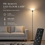 PESRAE Floor Lamp, Remote Control with Stpeless Color Temperatures and Brightness, Torchiere lamp for Bedroom, Living Room, Bulb Included (Matte Black)
