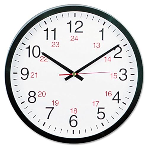 Universal 10441 - 24-Hour Round Wall Clock, 12.5in, Black