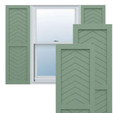 18"W x 46"H True Fit PVC Two Panel Chevron Modern Style Fixed Mount Shutters, Track Green (Per Pair - Hardware Not Included)