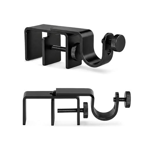 Outside Mounted Blinds Curtain Rod Bracket -- Tool-Free No Drill Installation for 1.3-2 Inch Rectangular Headrails, Black 3-Pack