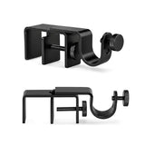 Outside Mounted Blinds Curtain Rod Bracket -- Tool-Free No Drill Installation for 1.3-2 Inch Rectangular Headrails, Black 3-Pack