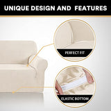 PrinceDeco Stretch Loveseat Sofa Cover Bundle T Cushion Loveseat Slipcover, Natural