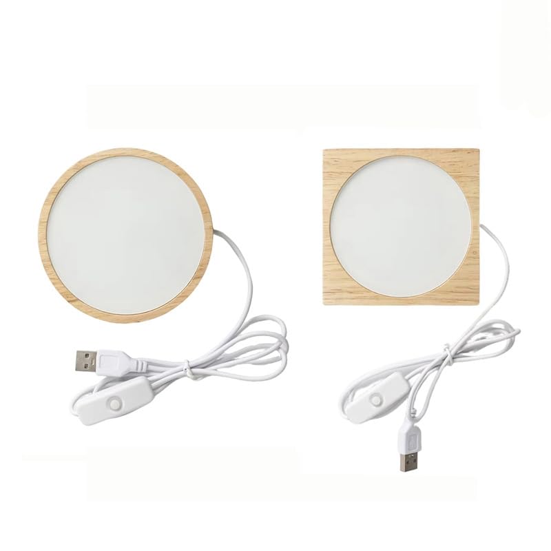 Limitronix 10 Pack Sublimate Blanks Wood Night Light 7 Colors LED Light Temperated Glass Photo Frame with Sublimation Pet Sheet for DIY Heat Transfer Print (Square)