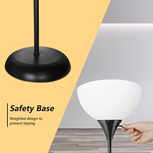 Standing Lamp, Led Floor Lamps for Living Room, Drop-Resistant White Lampshade, Rotary Switch, Industrial Metal Tall Lamp for Living Room Bedroom Study Office Kid’s Room