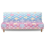 Xoenoiee Futon Slipcover Armless Futon Bed Sofa Cover Furniture Protector with Elastic Bottom, Soft and Washable Futon Covers for Sofa Bed, Mermaid Scale Starfish Shell Conch