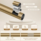 Brass Gold Curtain Rod 34-124 Inch, Brushed Warm Gold 1” Adjustable Long Heavy Duty Curtain Rods for Windows, Decorative Antique Bronze Window Treatment Rods with Modern Solid Aluminum Finial