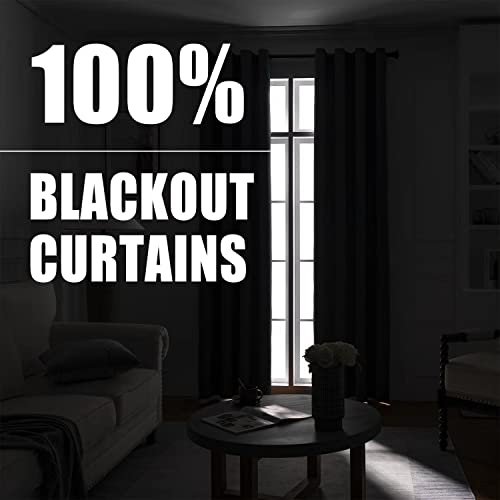 Rutterllow Total Blackout 340 GSM Curtains 2 Panels, Full Shade 84 Inches Long Complete Drapes for Living Room, Dark Grey Thermal Insulated Bedroom Window Treatment Drapes (Gray, 52 x 84 inch)