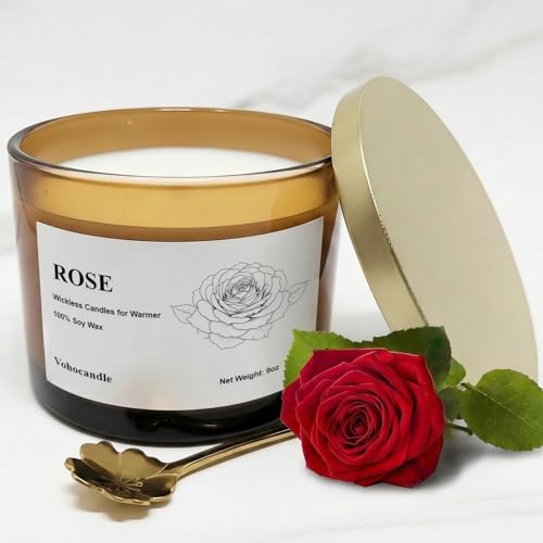 Rose Wickless Candles for Candle Warmer Lamp, 9oz Soy Candles Scented