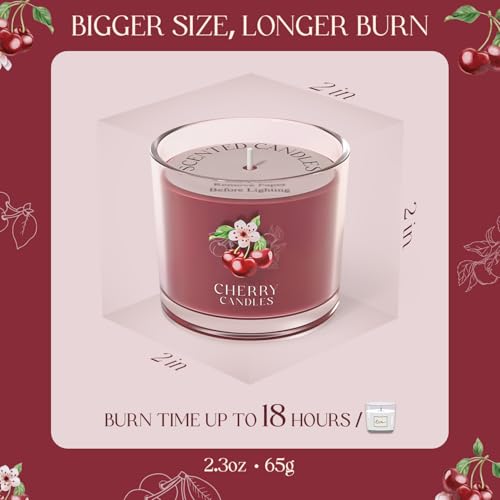 CHILLFLAME Cherry Candle, Scented Candles Gifts for Women, Candles Gift Set for Her, 3 Scented Votive Candles, Birthday Gifts for Women/Men (Red, 7 oz)