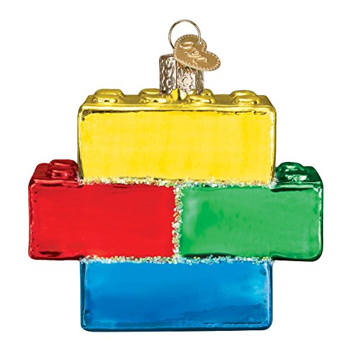 Old World Christmas Building Blocks Glass Blown Ornament for Christmas Tree, Handcrafted Holiday Decoration, Children's Collection