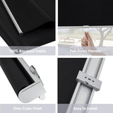 Cordless 100% Blackout Roller Shades for Windows,UV Protection Pull Down Shades,Room Darkening Door Blinds Thermal Insulated Fabric for Home Office and Bedroom(34" W x 72" H,Black)