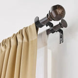 Double Curtain Rod Bracket,2 Pack Metal Curtain Rod Hooks for Wall,Sturdy Curtain Rod Brackets with Screws,Black Wall Mounted Curtain Rod Holders for Bedroom Living Room Office
