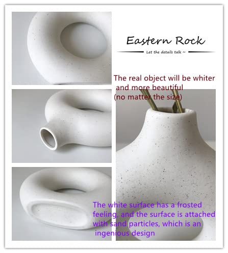 White Ceramic Vases for Pampas Grass,Water Drop Design Doughnut vase Modern Home Decor Minimalist Nordic Boho Ins Style (White Mini)