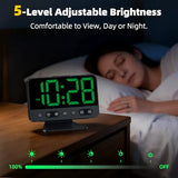 AuroraCalm Digital Alarm Clock with Large Numbers for Bedrooms: Bold Display Readable Across The Room with 5 Level Brightness - 5 Alarm Sounds 8 Night Lights for Kids Seniors Teens - Green