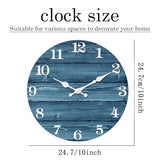 XFM Blue Wall Clock Battery Operated 10 Inch Silent Wood Wall Clocks Country Retro Farmhouse Wall Clock Decorative for Kitchen Living Room Bedroom