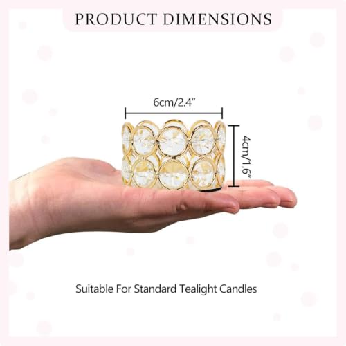 Pack of 6 Gold Crystal Tea Light Candle Holders
