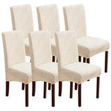 Dining Chair Covers, Chair Covers for Dining Room Stretch Parsons Chair Slipcover, for Dining Room Kitchen Chair Protector Cover, Removable, Washable (Beige, 6 Pack)