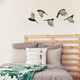 Barydat 5 Pcs Wooden Bird Wall Art Wood Flying Birds Wall Decor Rustic Folk Art Scandinavian Home Decor for Gift Living Room Bedroom Kitchen Office(Black)