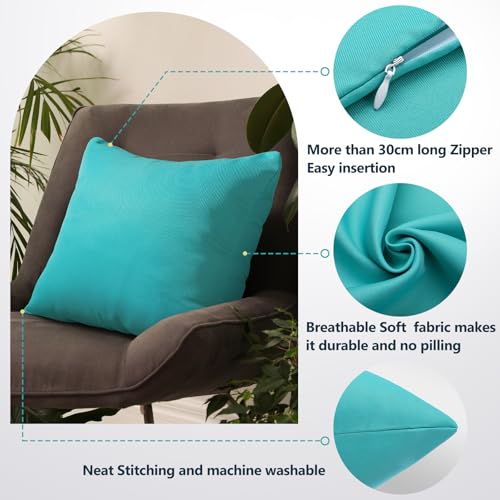 fauson Outdoor Pillow Covers 18x18 Set of 4, Outdoor Waterproof Decorative Throw Pillow Covers for Garden Patio Tent Balcony Bench Couch Sofa