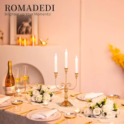 Romadedi Gold 3 Arm 11.8" Candelabra Candle Holders