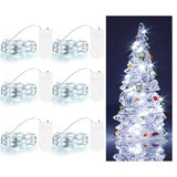 Cool White Fairy String Lights Battery Operated LED Starry Lights 7.2ft 20 LEDs Silvery Copper Wire for Christmas DIY Decoration Wedding Party (6 Pack)