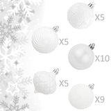 KI Store White Christmas Ball Ornaments, 34pcs 2.36-Inch, With Hooks for Tree, Wreath, Garland Decor - Holiday Decorations Included