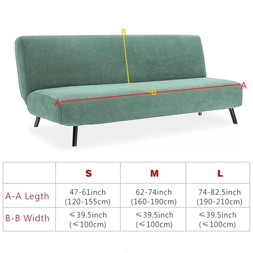All-Inclusive Futon Covers Slipcovers Without Arms, Waterproof Sofa Bed Covers 2 Seater, Non-Slip Armless Futon Sofa Bed Cover Thicken Futon Bed Covers Slipcovers Armless Sofa Cover,J,M1