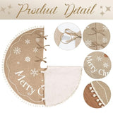 AerWo Christmas Tree Skirt 36 Inch, Burlap Tree Skirt Printed with White Snowflake and Merry Christmas Decor, Brown Tree Skirt for Christmas Decorations New Year Holiday Party Supply Indoor Outdoor