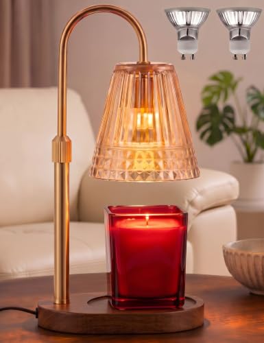 Candle Warmer Lamp with Timer Dimmer, Flameless Candle Warmer for Jar Candles, Height Adjustable Wax Warmer, House Warming Gifts New Home Decor, Birthday Gifts for Women (2 Bulbs Included)