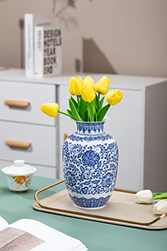 Blue Vase, Chinoiserie Vase, Ginger Jar Vase for Home Decor, Blue and White Porcelain Decor,9 "H