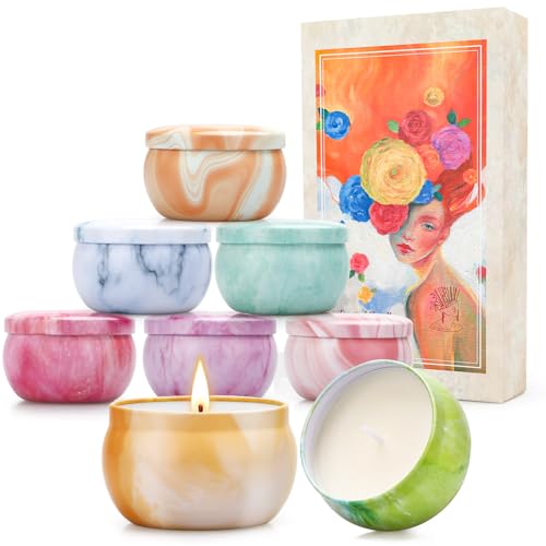 Candles, Scented Candles Gift Set for Women, 8 Pack Fruity Floral Soy Wax Aromatherapy Candles, Travel Tin Candles in Artist Gift Box, Birthday Gifts for Mom, Wife, Sister, Friend, Housewarming