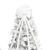 Hismir Christmas Tree Topper Bow，53x13 Inches Large Christmas Bow with Glitter Streamer and Patterned Ribbon，Decorative Bows for Xmas Tree Wreath Door Festival Home Decor(White)