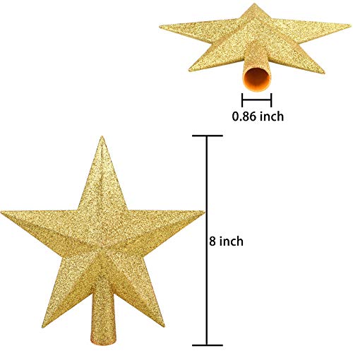 8 Inches Christmas Tree Top Crown Glitter Star Decoration (Golden)