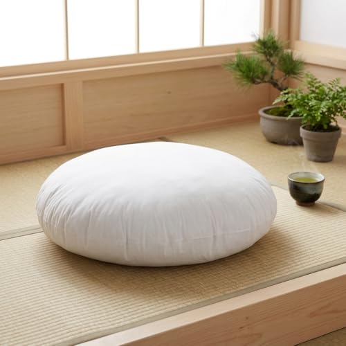 32 Inch Round Diameter Down Alternative Decorative Pillow Insert, Cotton Cover, White