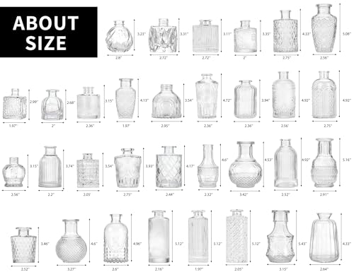 CEWOR Glass Bud Vases in Bulk, Set of 64 Small Vases for Centerpieces, Flower Vases for Flowers in Bulk for Rustic Wedding Home Table Decorations