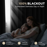 Joydeco Blackout Curtains for Bedroom, Black out curtains 96 inch long 2 Panels, Long Black Drapes with Rod Pocket Back Tab, Room Darkening Noise Reducing & Wrinkle-Free Drapes for Living Room Windows