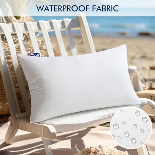 MIULEE 12x20 Inch Outdoor Pillow Insert Waterproof Decorative Throw Pillow Insert, Rectangle Lumbar Garden Pillow Form for Patio Sofa Couch
