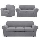 H.VERSAILTEX Stretch Sofa Covers for 3 Cushion Bundle 2 Cushion Loveseat Sofa Cover Bundle Arm Chair Cover, Dove