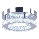 7.9" K9 Crystal LED Chandelier Flush Mount Ceiling Light, Cool White | K9 crystal 7.9“ in low-profile flush mount cool white LED for hallway foyer closet bedroom indoor hardwired