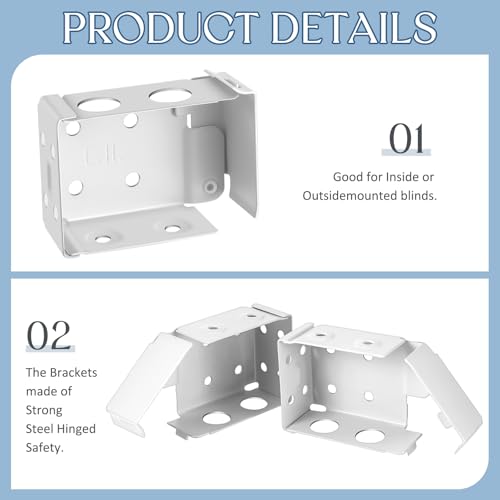 Hotop Blind Brackets 2 Inch Low Profile Box Mounting Bracket for Window Blinds Headrail, White(4)